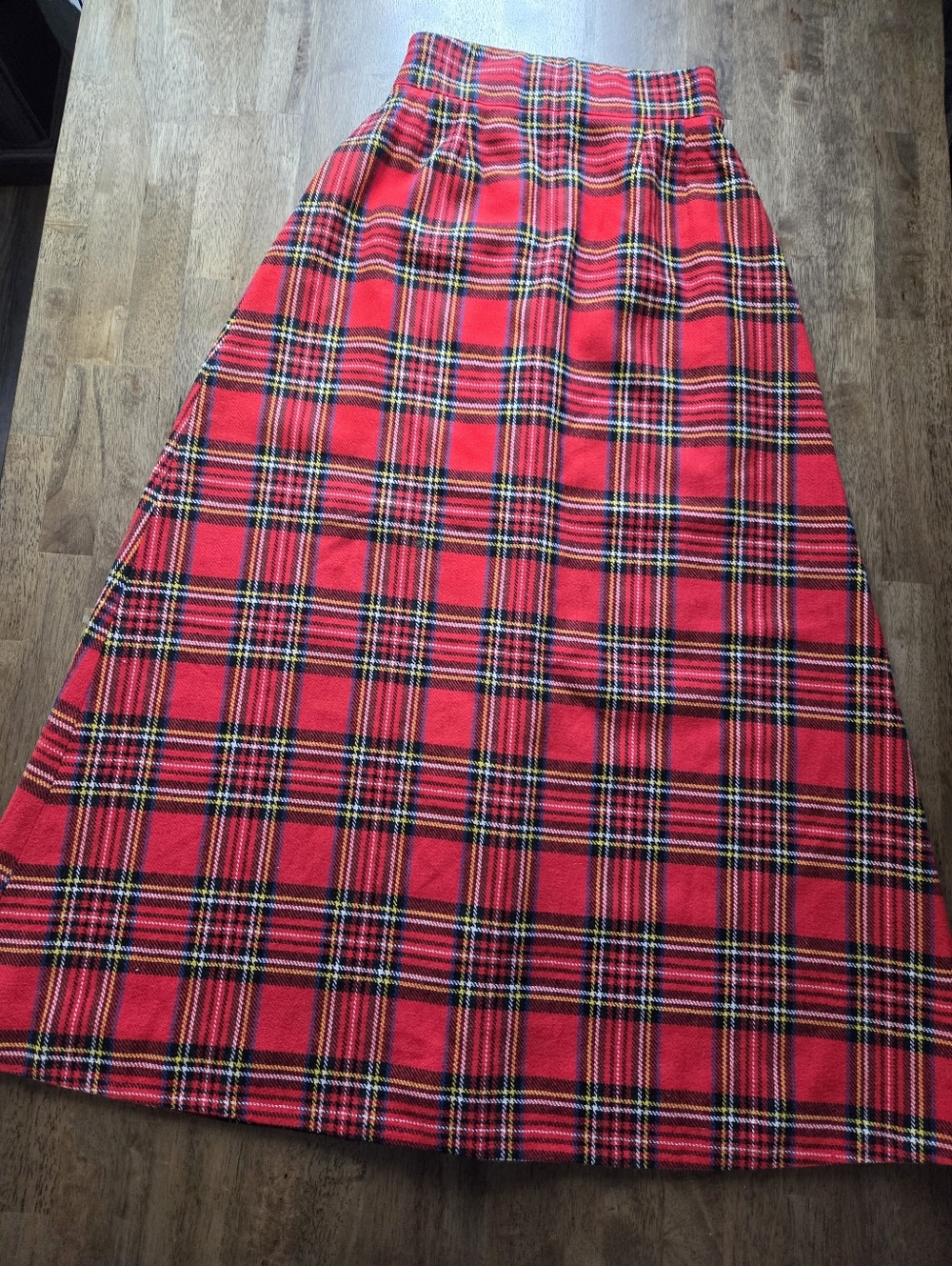 Bold Tartan Vintage Handmade Red Plaid Maxi Skirt